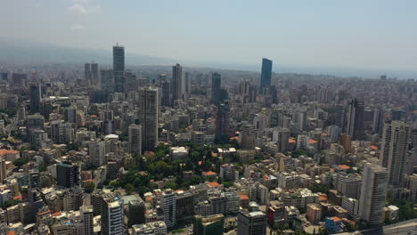 scenic aerial drone view of the downtown beruit, lebanon city skyline