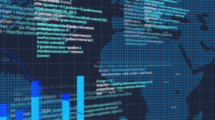 Animation of data processing over world map