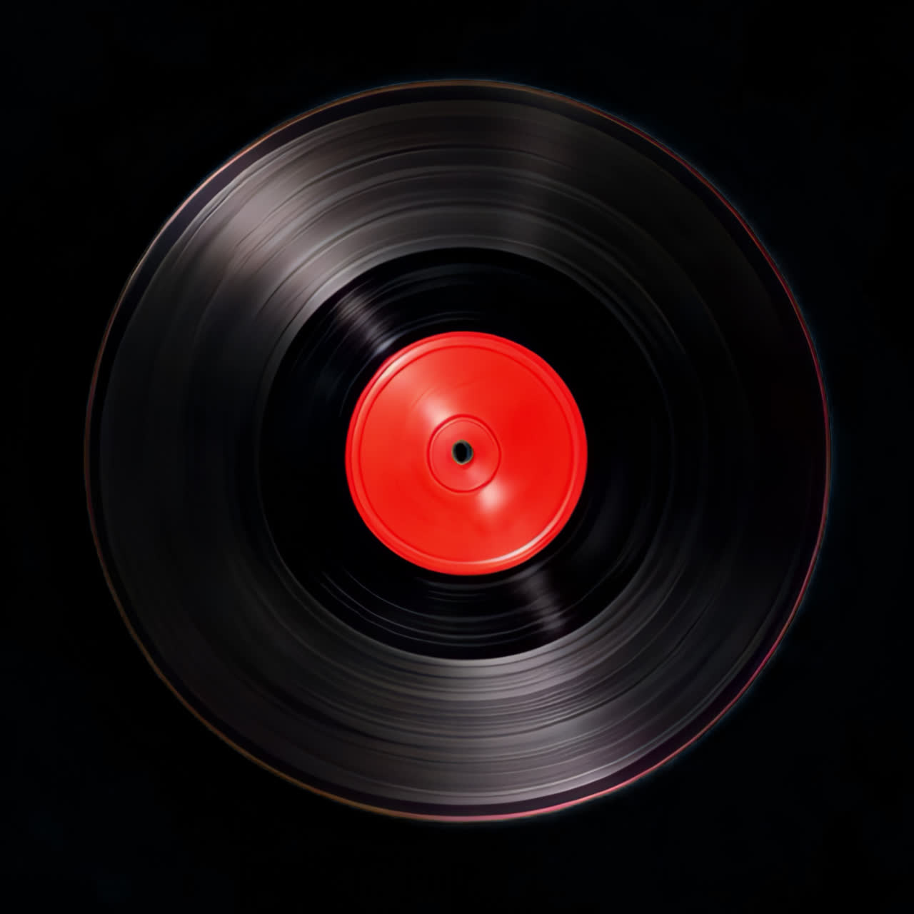 Vinyl record on red background animation isolated asset, transparent 4K video, alpha channel, ProRes