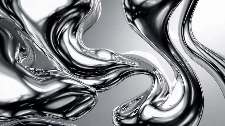 Abstract video of liquid metal waves, captured from a close-up angle
