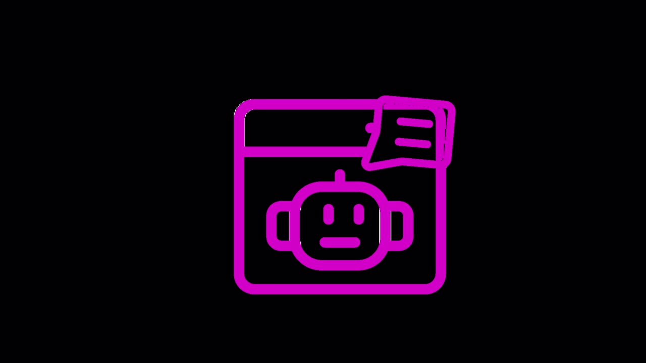 Animeret Magenta Chatbot-ikon med Meddelelsesbobler