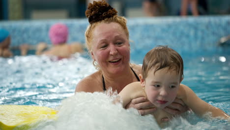 Grandmother-and-a-grandson-in-the-swimming-pool