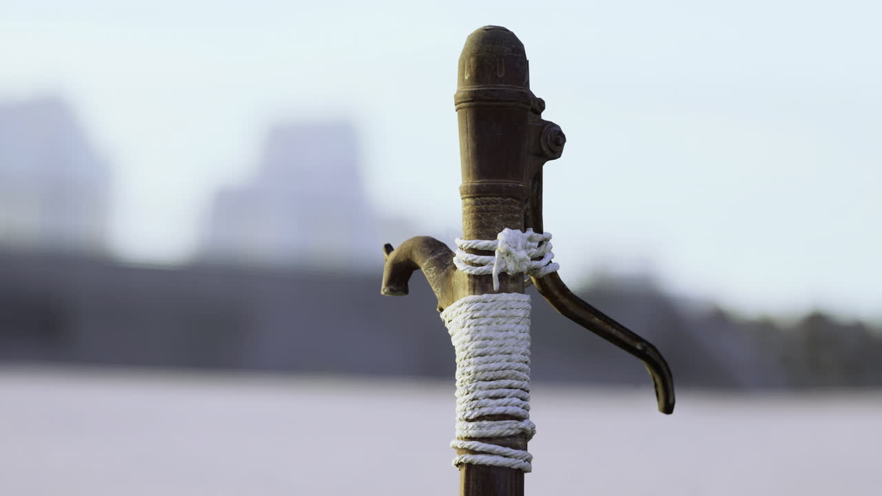 Rustic charm of an old water pump standing proudly in a quiet rustic setting