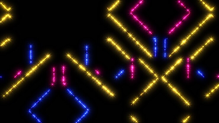 Digital neon lines pattern with colorful glitters
