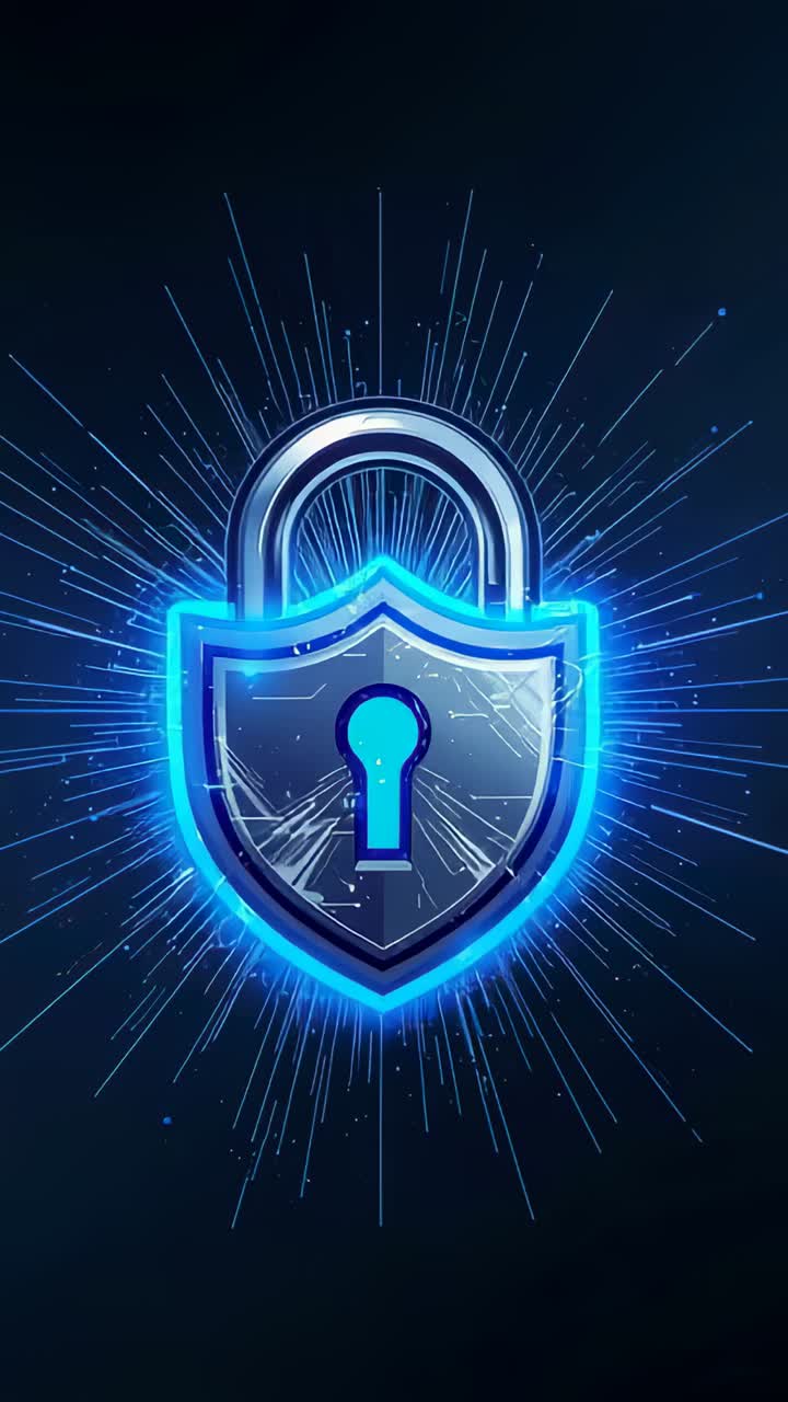 Vertical video: Pulsing shield lock after start, zooming on navy showing neon outline and keyhole