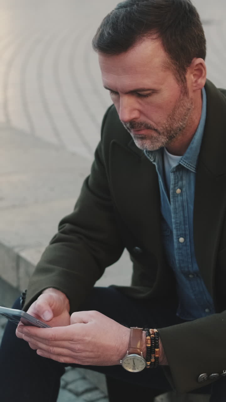Man Using Smartphone Outdoors