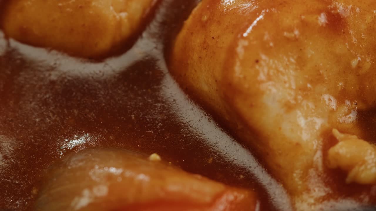 Japanese curry rice with fry pork Tonkatsu, Katsu Kare, Japanese breaded cooking dinner in restaurant, close up macro of asian food