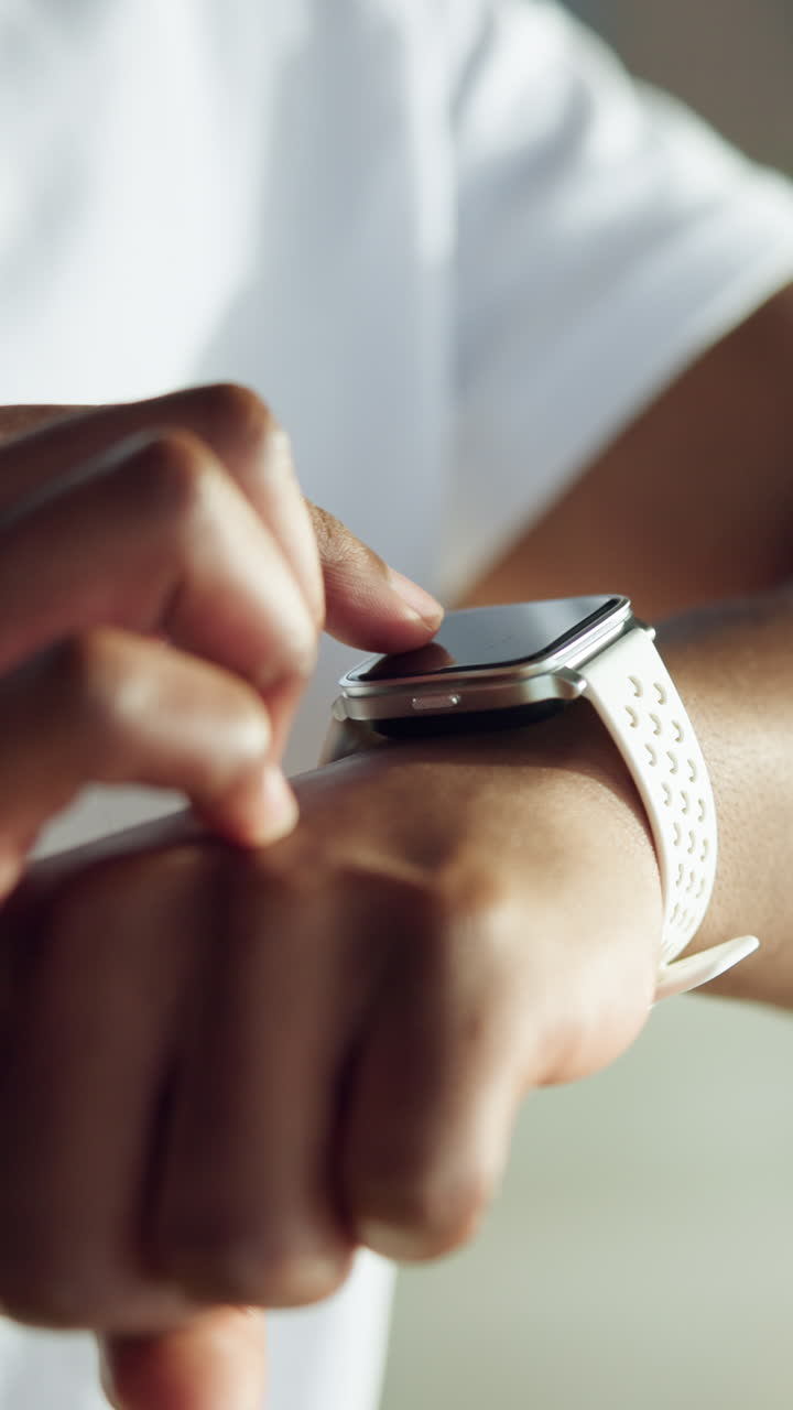 Close-Up of Person Tapping and Swiping on Smartwatch Screen