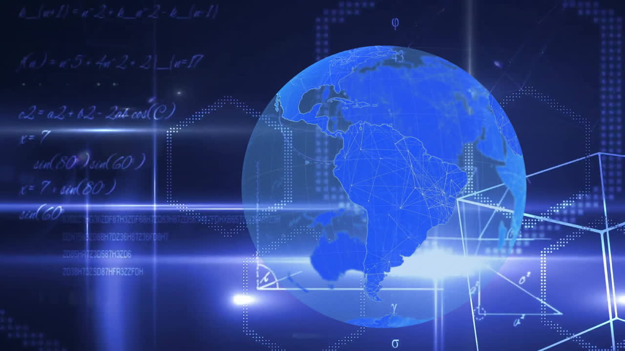 전 세계에 걸쳐 연결과 데이터 처리의 애니메이션