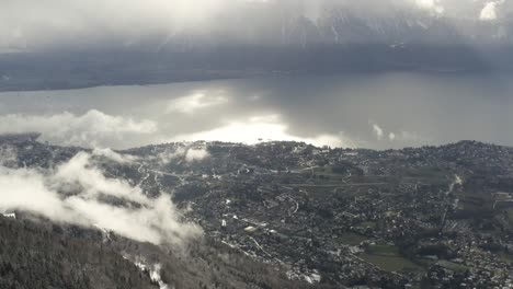 antena de drones de la ciudad suiza de montreux