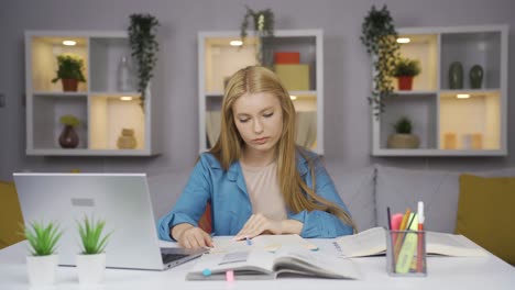 tired female student.