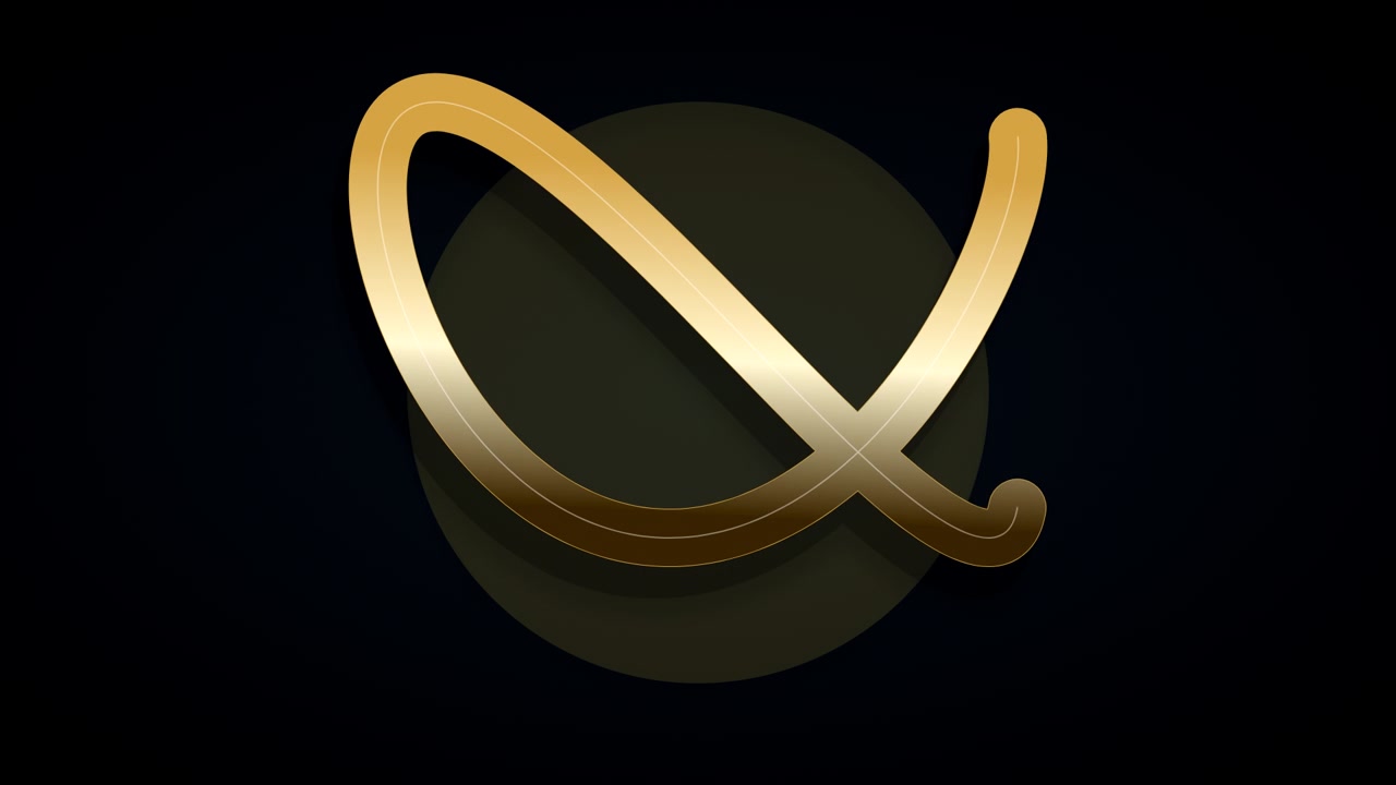Abstract Golden Metallic Lines Rotating and Morphing on Dark Background