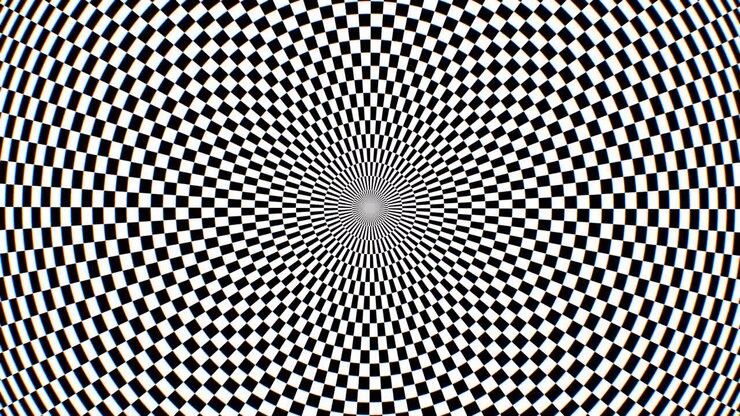 Padrão de Ilusão Óptica Espiral Hipnótico em Xadrez Preto e Branco - Animação de Fundo em Movimento 4K, Loop VJ Contínuo