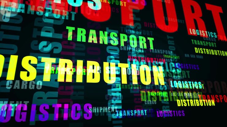 Transport logistics and distribution text loop abstract concept