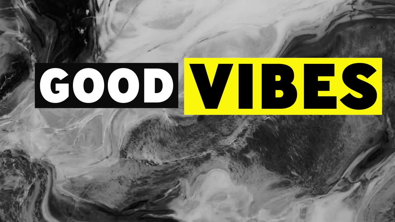 animación de buen texto de vibraciones en blanco y negro sobre una nube de vapor gris que se mueve lentamente.