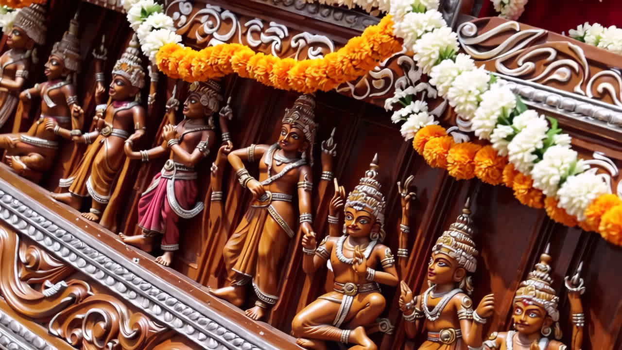 Ornate Wooden Carvings with Floral Decorations