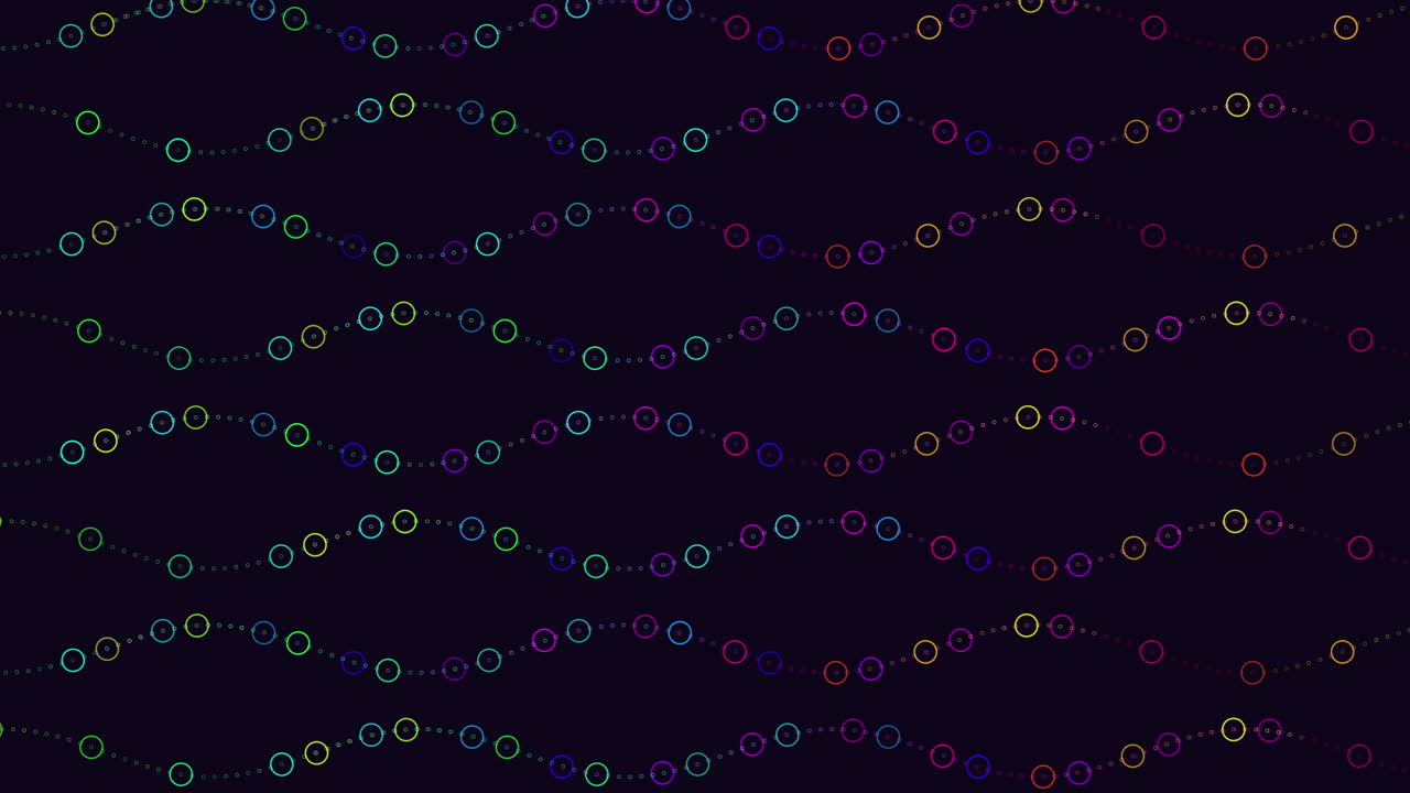 Neon colorful futuristic rings and waves pattern on dark space