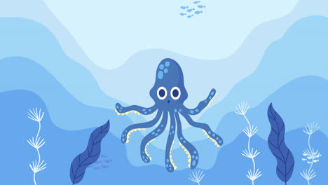 cute cartoon octopus in an underwater scene