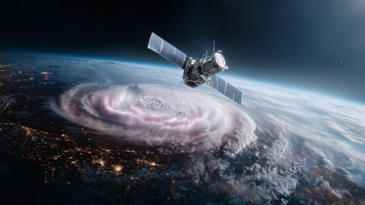 A Spectacular View of a Satellite Orbiting a Powerful Hurricane, Capturing the Incredible Forces of Nature from Space in Stunning Detail