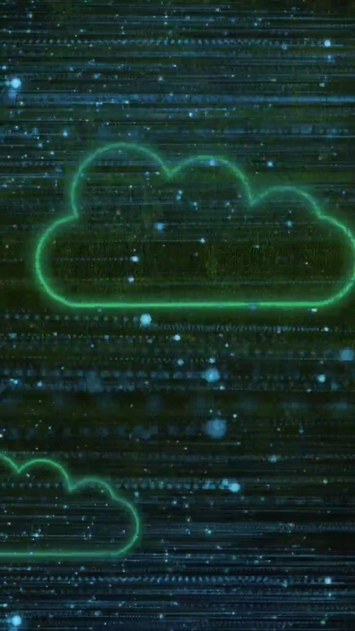 Animation of cloud icons and data processing
