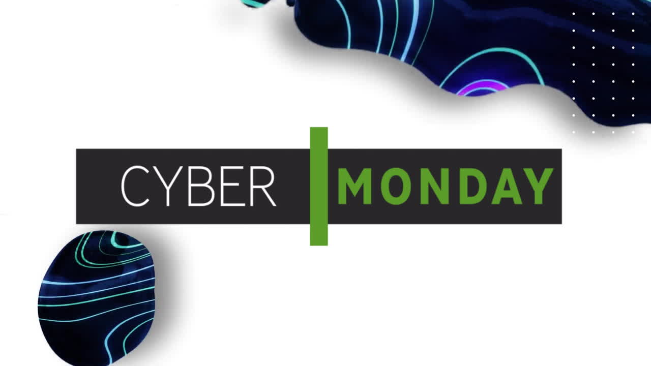 Animation of cyber monday sale text over pattern background