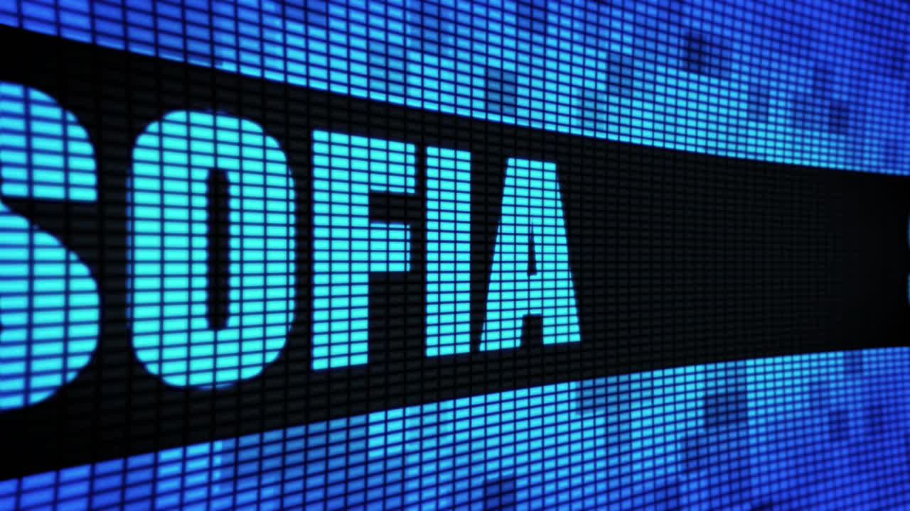 Schermo LED che visualizza 'Software' e 'OFIA'