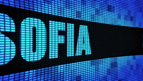 led screen displaying 'software' and 'ofia'
