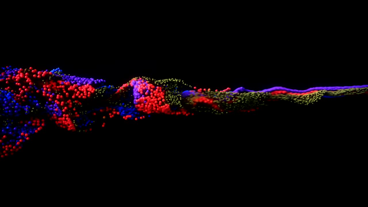 Fluid / paint simulation exploding forward.