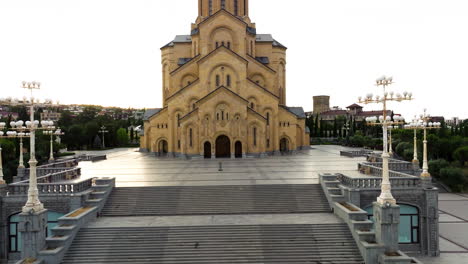 grandeur holy trinity cathedral of tbilisi at sunrise in tbilisi, the capital of georgia