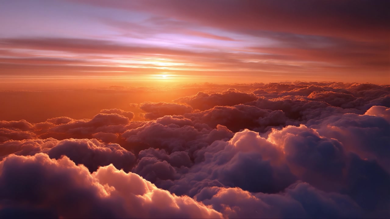 Una vista mozzafiato della luce solare che filtra attraverso nuvole colorate al tramonto, creando un'atmosfera bella e serena sopra l'orizzonte nel cielo serale