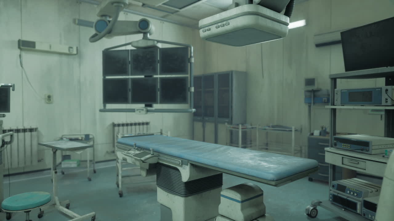 医療機器を備えた無菌の手術室の景色