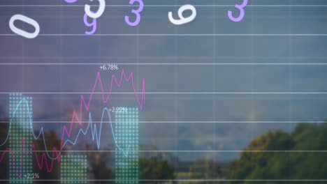 Animation-Der-Finanzdatenverarbeitung-über-Dem-Stadtbild