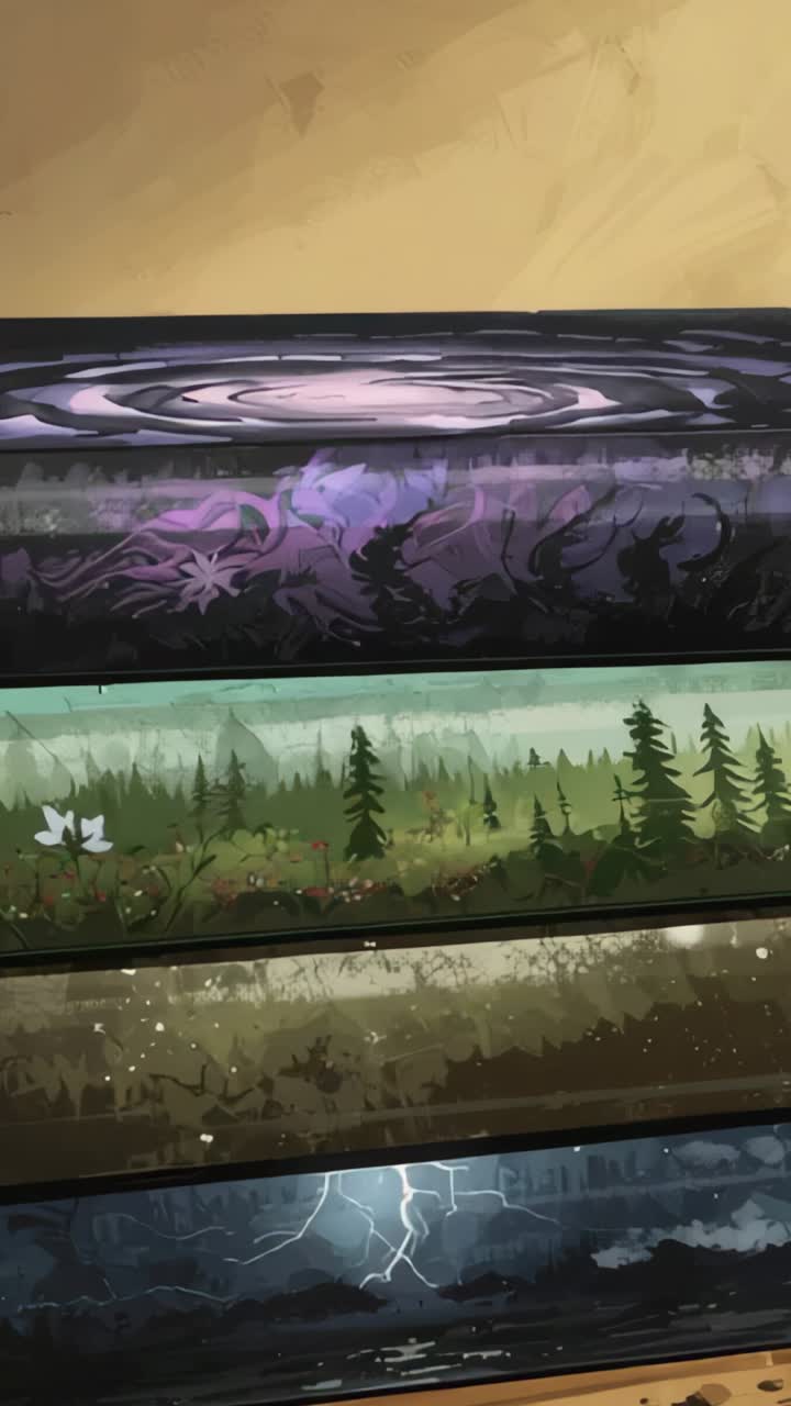 Vertical video: Opening shot showing four book spines on desk revealing pencil and brass corner