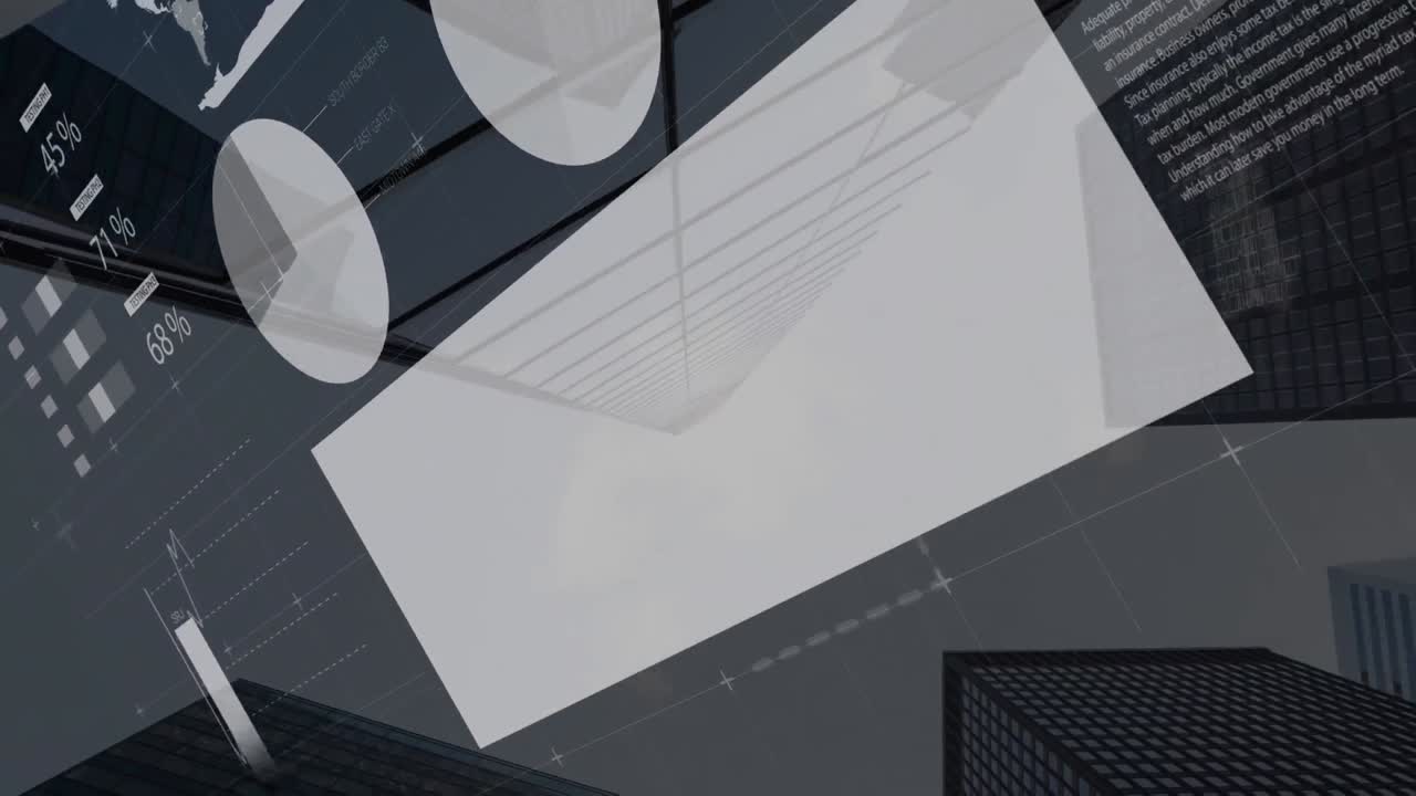 Animation of data processing in grey background