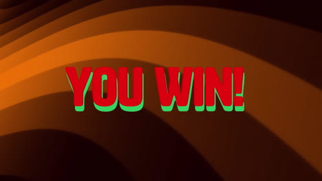 animation of you win text over orange shapes on black background