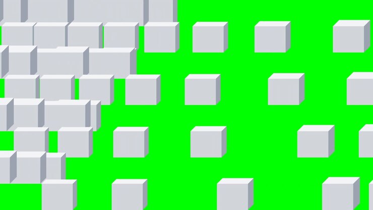 Abstract Animation of White Cubes Filling a Green Screen Background