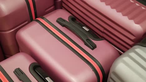 close-up view of stacked suitcases