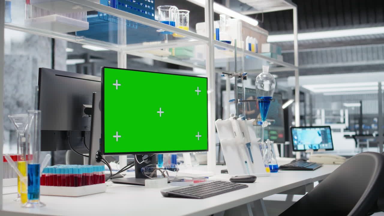 Isolated Screen Computer Monitor In Modern Laboratory