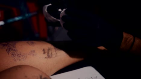 tattoo artist taking a break from making client's tattoo