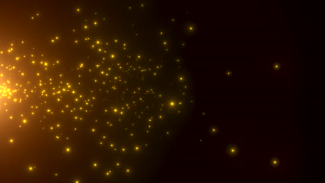 flying random gold stars and space dust in black galaxy