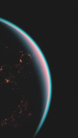 la tierra desde el espacio por la noche