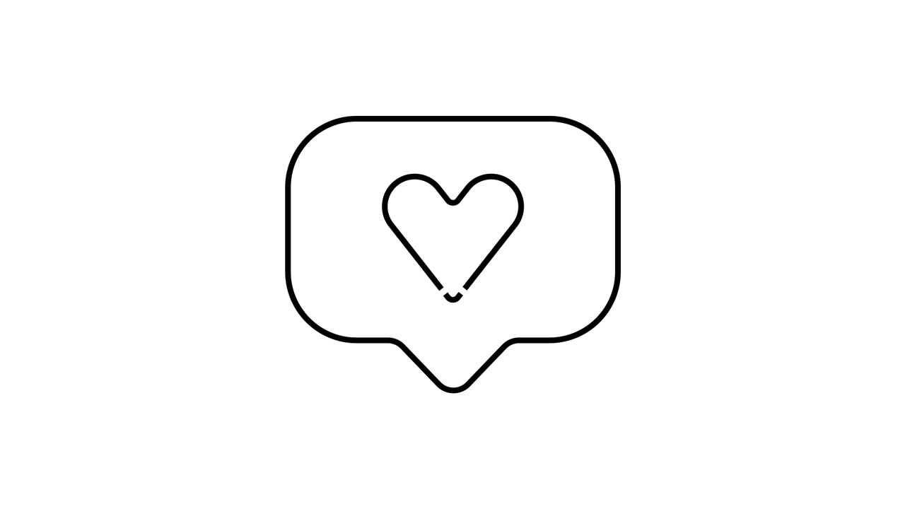 Animated Speech Bubble Icon Transforms into a Heart