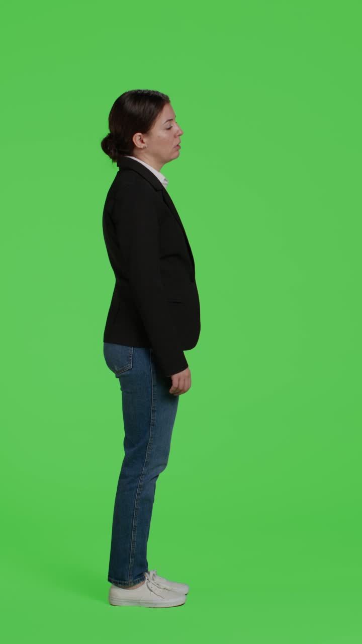 Vertical video: Profile of displeased company manager acting sad or upset