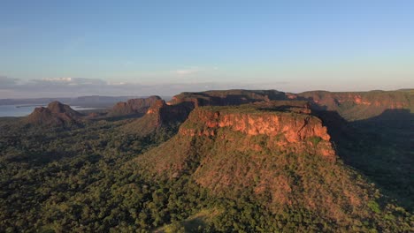 aerial view of "cerrado" ecosystems and sedimentary sandstone rock formations from chapada das mesas, philadélfia, tocantins, northeastern brazil