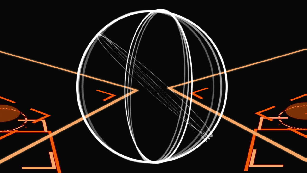 animación de escaneo de visores y marcadores naranjas que graban sobre un fondo negro