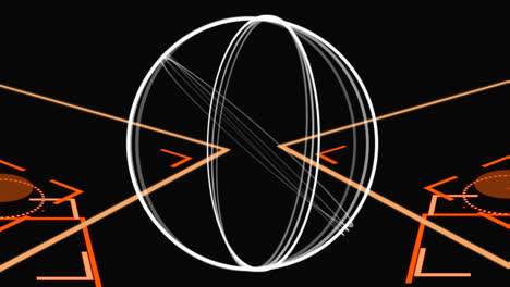 animation of scopes scanning and orange markers recording over black background