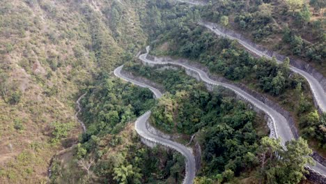 Drone-footage-of-the-BP-Highway,-Bardibas-Highway,-in-the-hills-and-mountains-of-Nepal