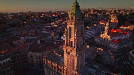 drone shot of câmara municipal do porto, porto's city hall located in the city center