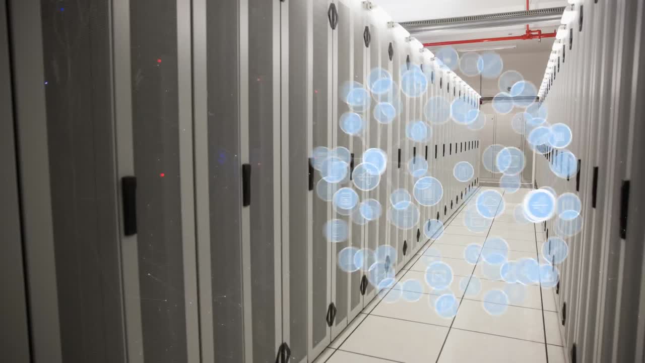 복도에 있는 디지털 앱 아이콘