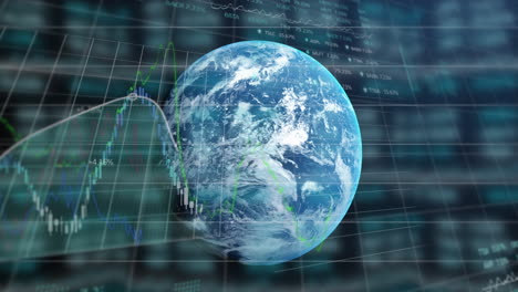 animación del procesamiento de datos financieros en todo el mundo